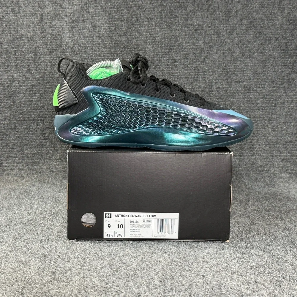 Adidas Anthony Edwards 1 Low Basketball Shoes Men's 9 Turquoise Black Athletic